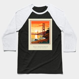 San Fran's Golden Gate Bridge Travel Poster Baseball T-Shirt